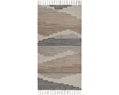 Vloerkleed met franjes en geometrisch patroon